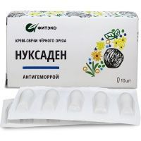 Нуксаден Антигеморрой, свечи черного ореха и травы, Фитэко, 10 шт