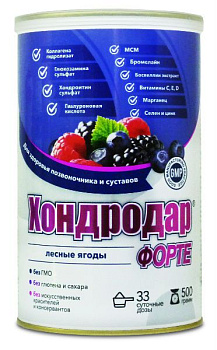 Хондродар Форте, коллагенол, глюкозамин, хондроитин, сера, бромелайн, босвеллия и др., 500 грамм
